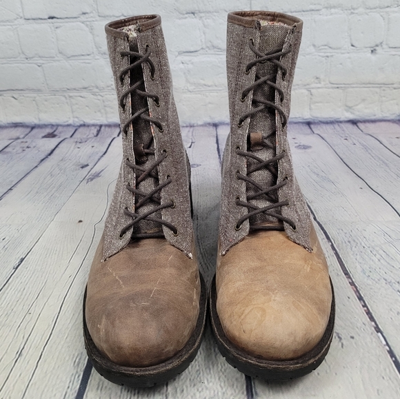 L.L. BEAN | tweed/leather outer & floral inner fashion heeled boots - Picture 5 of 11